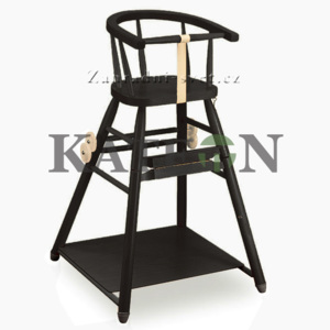 Dřevěná dětská jídelní židlička SANDRA rozkládací CERTIFIKOVANÁ - černá