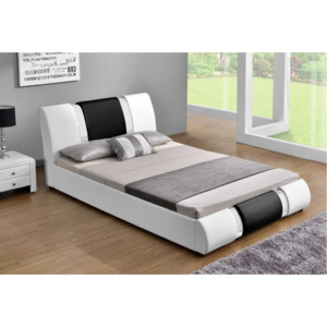 Moderní postel, bílá / černá, 160x200, LUXOR