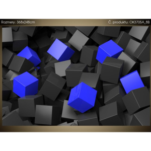 Samolepící fólie Černo - modré kostky 3D 368x248cm OK3705A_8B
