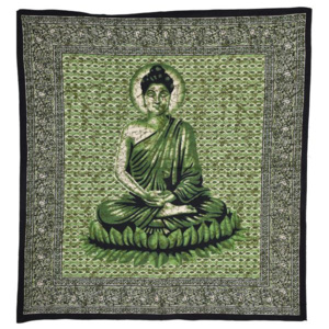 Přehoz na postel, Buddha zelený, 210x225cm