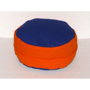 S radostí - vlastní výroba Stylový pohankový sedák modro-oranžový Velikost: ∅30 x v18 cm