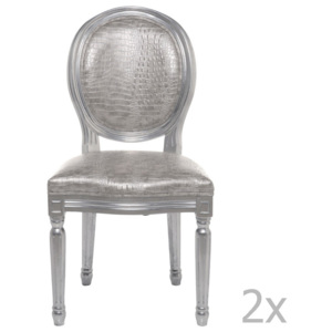 Sada 2 jídelních židlí ve stříbrnné barvě Kare Design Louis