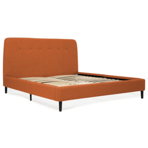 Oranžová dvoulůžková postel s černými nohami Vivonita Mae Queen Size, 160 x 200 cm