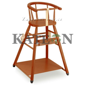 Dřevěná dětská jídelní židlička SANDRA rozkládací CERTIFIKOVANÁ - hnědá B6