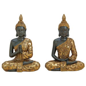 Set dvou sošek Buddha v zlatém
