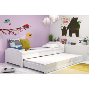 Dětská postel s přistýlkou v bílé barvě 90x200 cm F1393