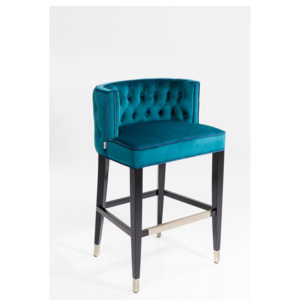 Barová židle s modrým potahem a nohami z bukového dřeva Kare Design