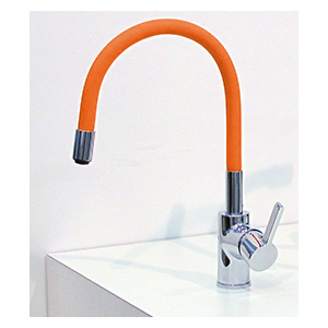 Dřezová vodovodní baterie Flex Color s oranžovým ohebným ramínkem