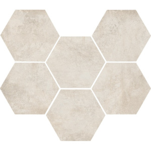 Marazzi Clays Hexagon MM5N cotton, dlažba / obklad, retro, světle šedá, 21 x 18,2 x 0,95 cm
