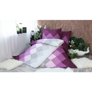 XPOSE ® BAVLNĚNÉ POVLEČENÍ na 2 postele - Sandra fialová 140x200/70x90cm