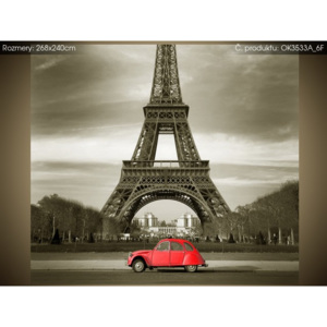 Samolepící fólie Červené auto před Eiffelovou věží v Paříži 268x240cm OK3533A_6F