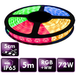 BERGE LED pásek - SMD 5050 - RGB+WW - 5 m - 60 LED/m - 14,4 W/m - IP65