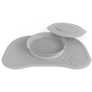 TWISTSHAKE Protiskluzová Podložka Click Mat + talíř 6+m, Pastelově šedá