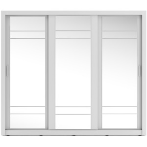 Luxusní bílá zrcadlová šatní skříň s posuvnými dveřmi Miarti 02