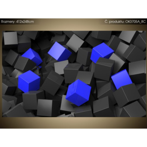 Samolepící fólie Černo - modré kostky 3D 412x248cm OK3705A_8C