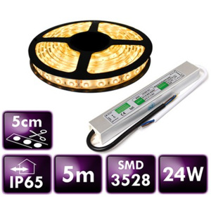 BERGE LED pásek - SMD 3528 - 5m - 300/5m - 4,8W/m - IP65 - teplá bílá + zdroj IP67 SADA