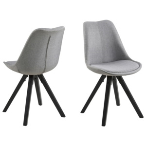 Židle DIMA světle šedá/černá, Sedák s čalouněním, dřevo, barva: černá, bez područek