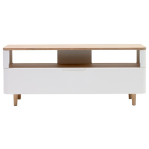 TV stolek ze dřeva bílého dubu Unique Furniture Amalfi