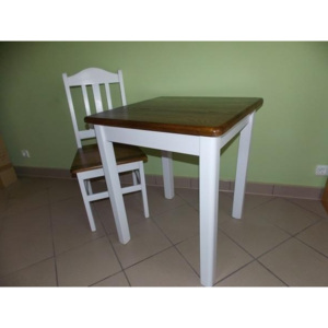 Dřevěný jídelní set 4 židle + čtvercový stůl 65 x 65 cm Dub + bílá