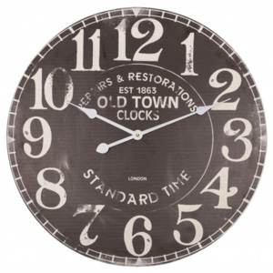 Nástěnné retro hodiny London, Tmavé, průměr 60 cm