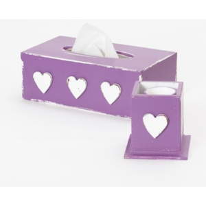 Krabička na kapesníky purpurová - Srdíčka 955