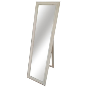 Zrcadlo s dřevěným rámem smetanové barvy MALKIA TYP 12