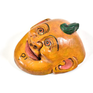 Dřevěná maska joker, žlutá, 16cm