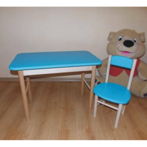 Moderní dětský dřevěný stoleček a 1 židlička z bukového masivu Žlutá