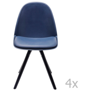 Sada 4 modrých jídelních židlí s nožičkami z jasanového dřeva Kare Design Candy