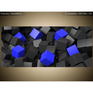 Samolepící fólie Černo - modré kostky 3D 536x240cm OK3705A_12A