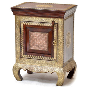 Skříňka - noční stolek s mosazným kováním, 45x30x60cm