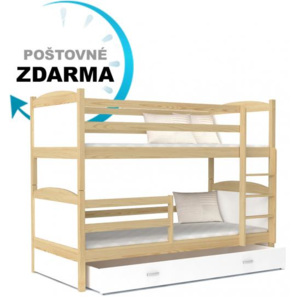 Dětská dřevěná patrová postel MATES 190x80