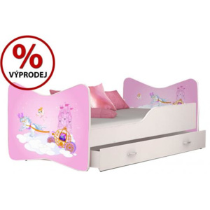 Pohádková dětská postel KEVIN 140x80 cm vzor 26, bílá - výprodej