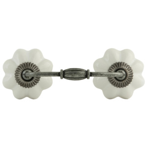 Keramická úchytka bílá květina - 12*4 cm Clayre & Eef