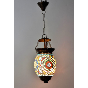 Kulatá skleněná mozaiková lampa, ruční práce, 15x20cm