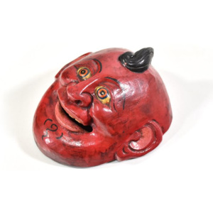 Dřevěná maska joker, červená, 15cm