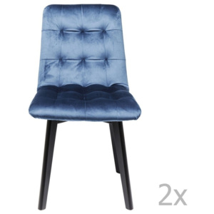 Sada 2 modrých kožených jídelních židlí Kare Design Moritz