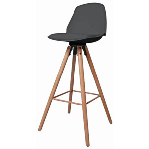 Barová židle v černé barvě na dřevěné podnoži v dekoru dub DO046