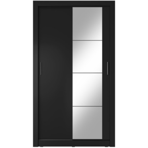 Černá šatní skříň s posuvnými dveřmi a zrcadlem Miarti 06