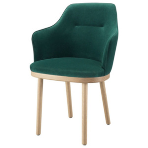 Tmavě zelená židle s područkami a nohami z dubového dřeva Wewood - Portuguese Joinery Sartor