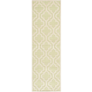 Vlněný koberec Lola 76x243 cm, zeleno-bílý