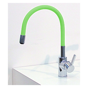 Dřezová vodovodní baterie Flex Color se zeleným ohebným ramínkem