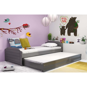 Dětská postel s přistýlkou v grafit barvě 90x200 cm F1393