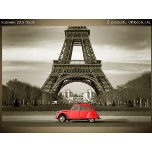 Samolepící fólie Červené auto před Eiffelovou věží v Paříži 200x135cm OK3533A_1AL