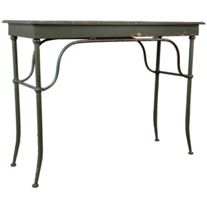 Zelený kovový jídelní stůl Didier s odřením - 110*42*81 cm Clayre & Eef