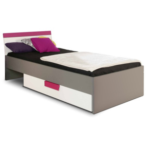 Dětská postel s úložným prostorem Lobete - šedá/bílá/fialová