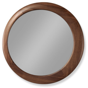 Nástěnné zrcadlo s rámem z ořechového dřeva Wewood - Portuguese Joinery Luna, Ø 60 cm
