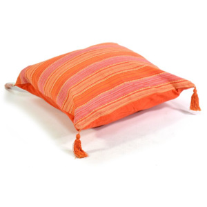 Bavlněný povlak na polštář s třásněmi a protkáváním, oranžová, zip, 40x40cm