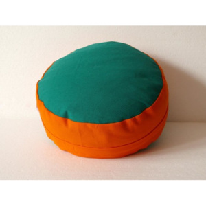 S radostí - vlastní výroba Stylový pohankový sedák zeleno-oranžový Velikost: ∅30 x v12 cm