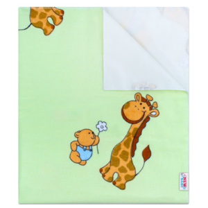 Nepromokavá flanelová podložka New Baby zelená s žirafkou